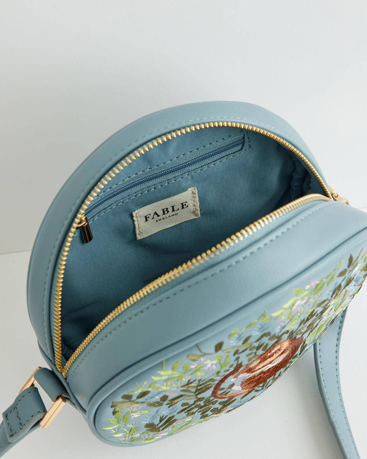 FABLE Chloe Circle Purse Embroidered Dormouse - Blue