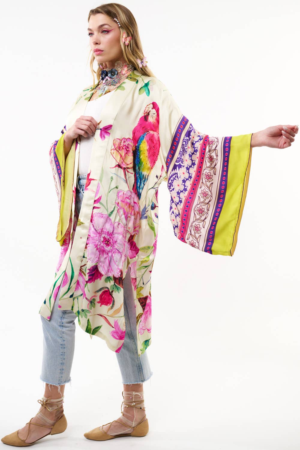 Tropical Mood Hand-beaded Kimono
