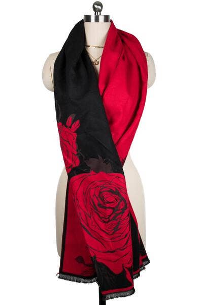 Fiore Reversible Rose Pattern Scarf