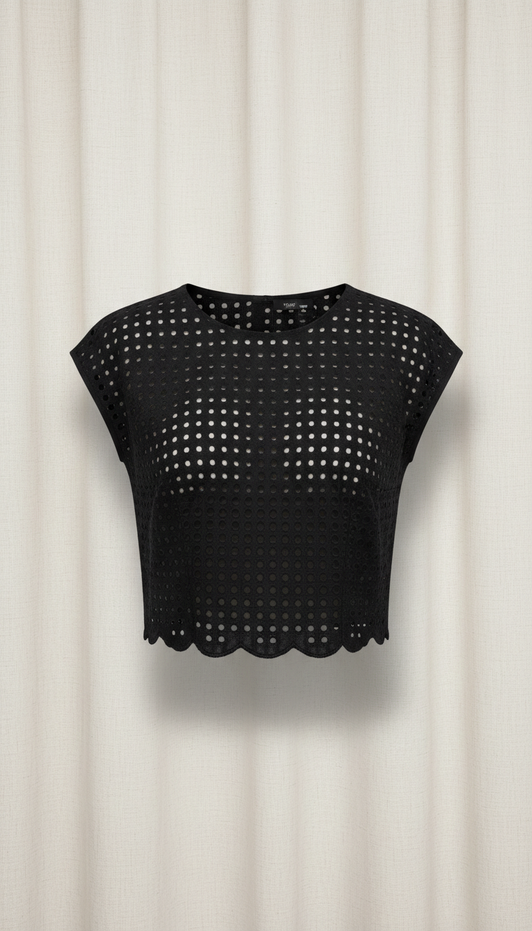 Shadow Black Eyelet Crop Top