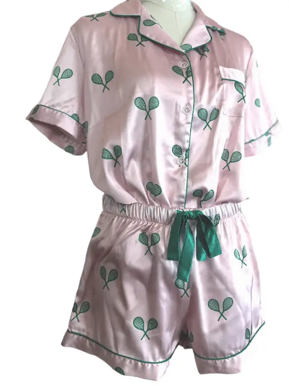 Satin Pajama Set - "Tennis Forever"