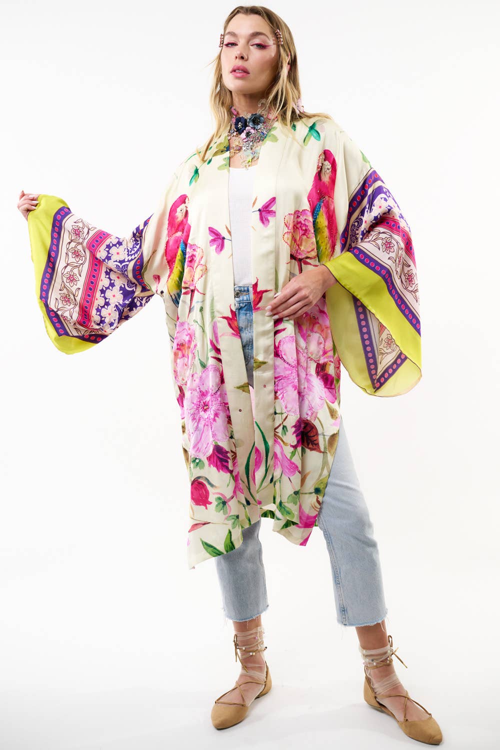 Tropical Mood Hand-beaded Kimono