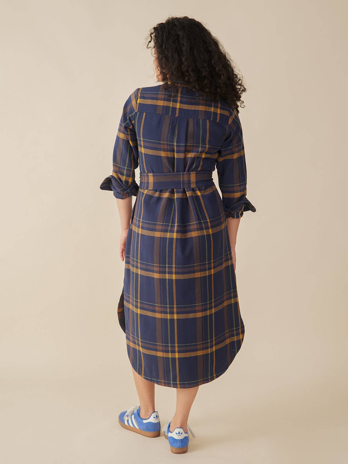Sutton Shirtdress Navy Yellow Plaid