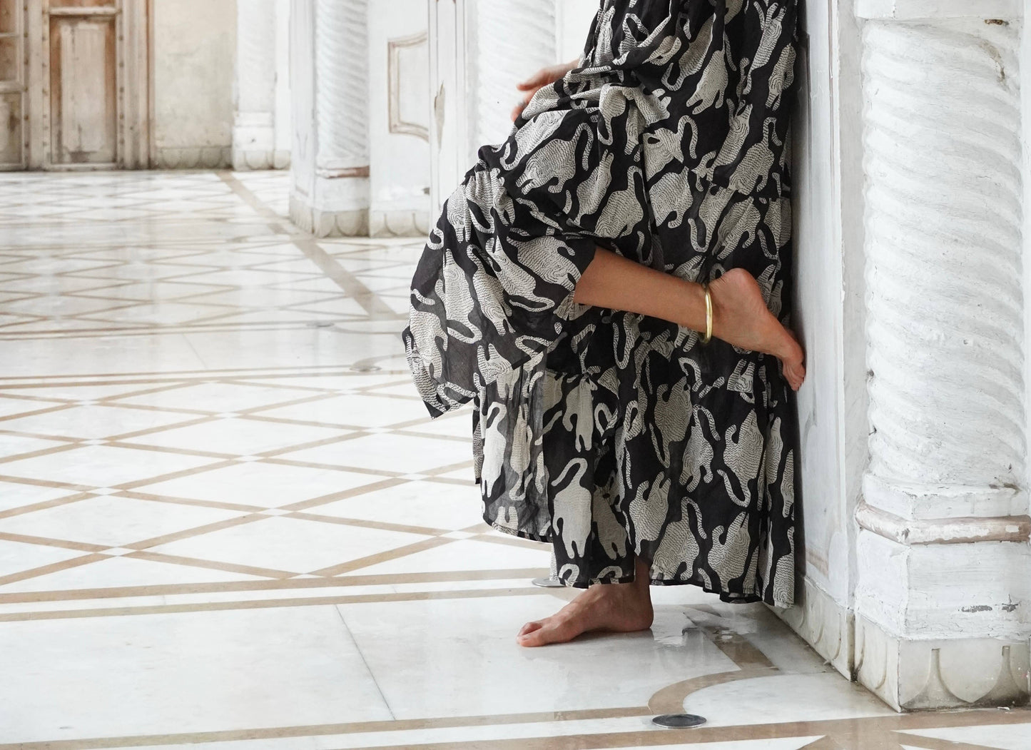 Cotton Venus Maxi Dress ~ Black Tiger