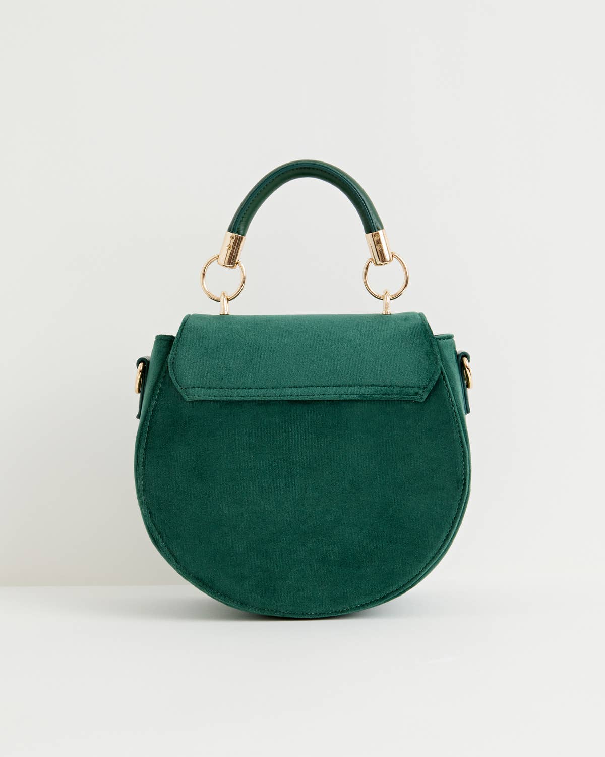 FABLE Robin Love Fern Green Velvet Embroidered Saddle Purse