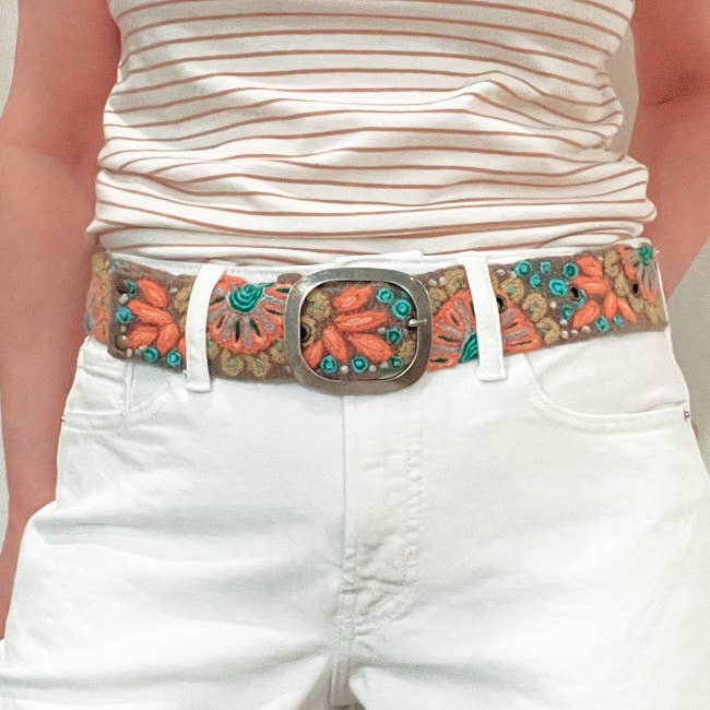 Andean Whisper Embroidered Wool Belt