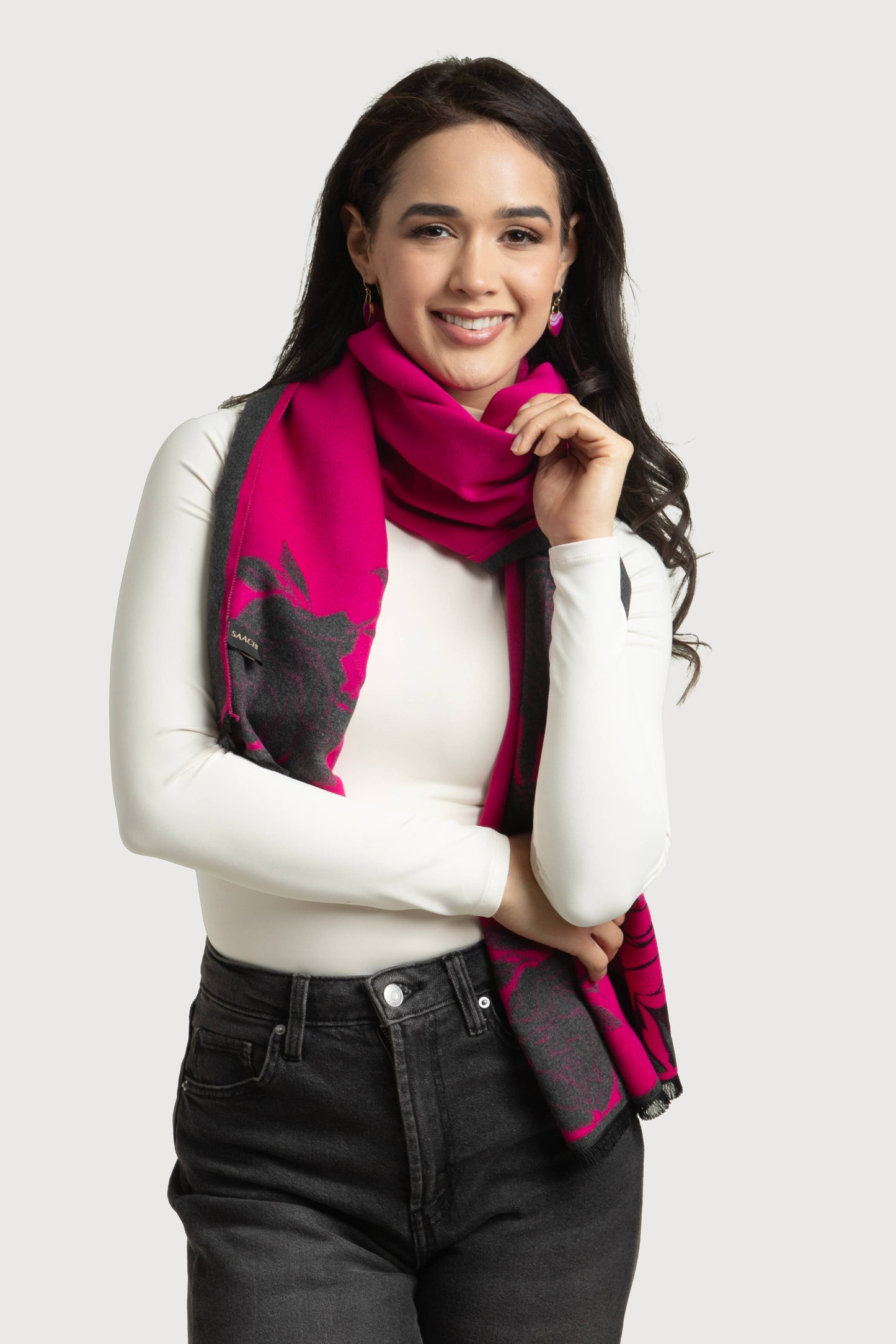 Fiore Reversible Rose Pattern Scarf