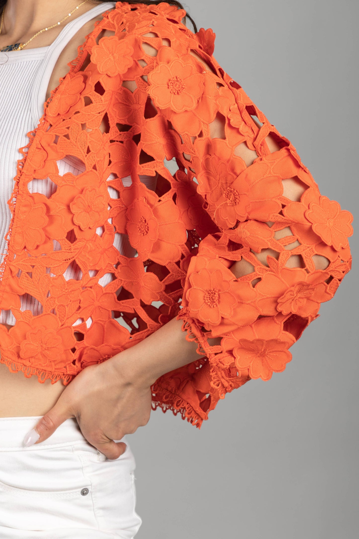Floral Lace Cut Out Bolero Top