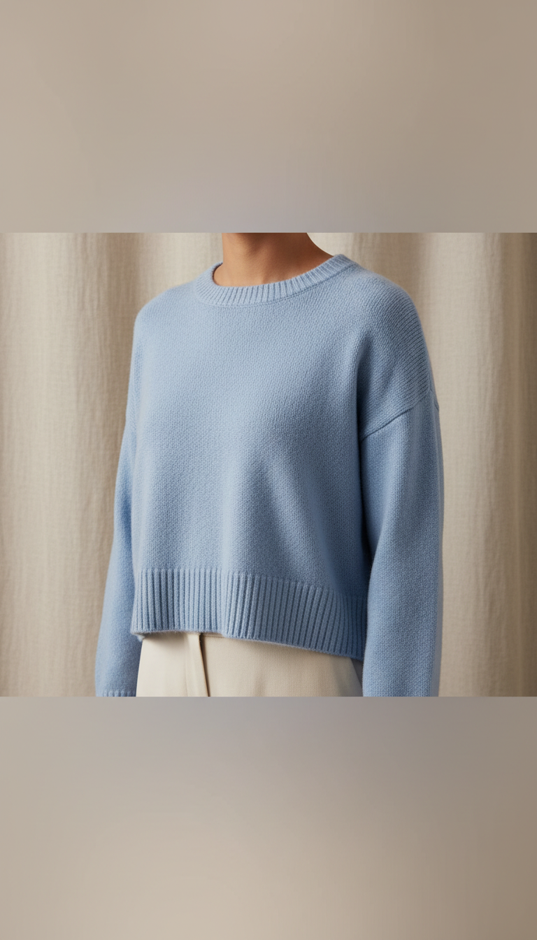 Clear Sky Blue Cropped Knit Sweater