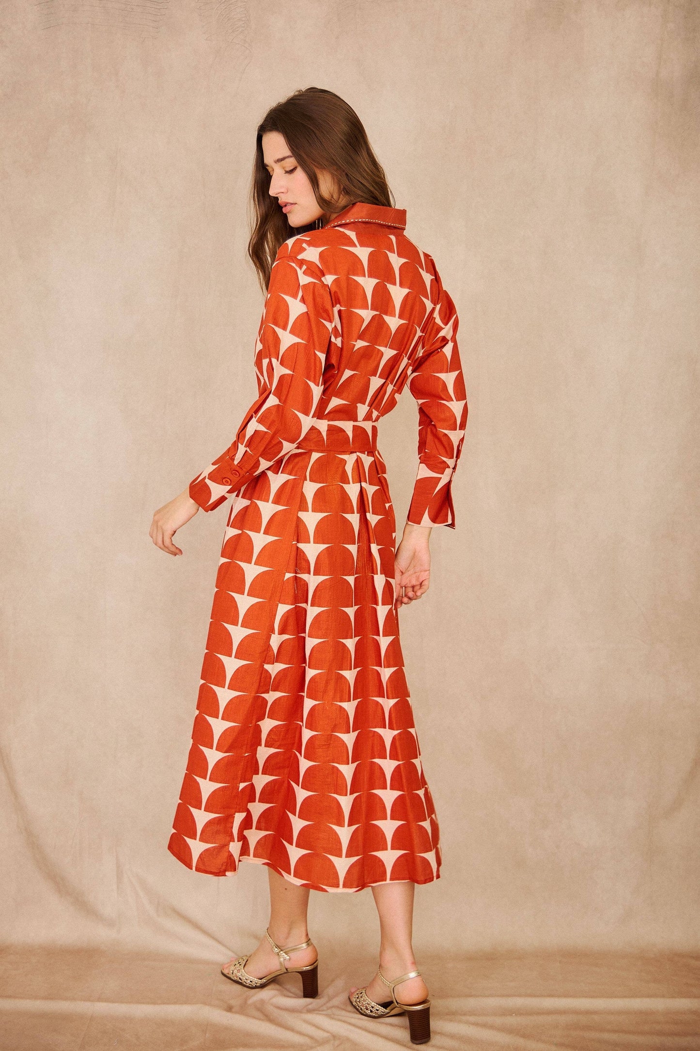 Cotton midi shirt dress
