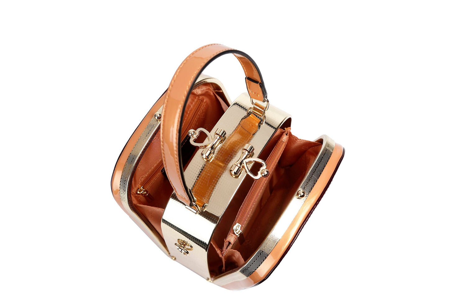 Brangio Italy Elegant Heart-Embellished Top Handle Bag