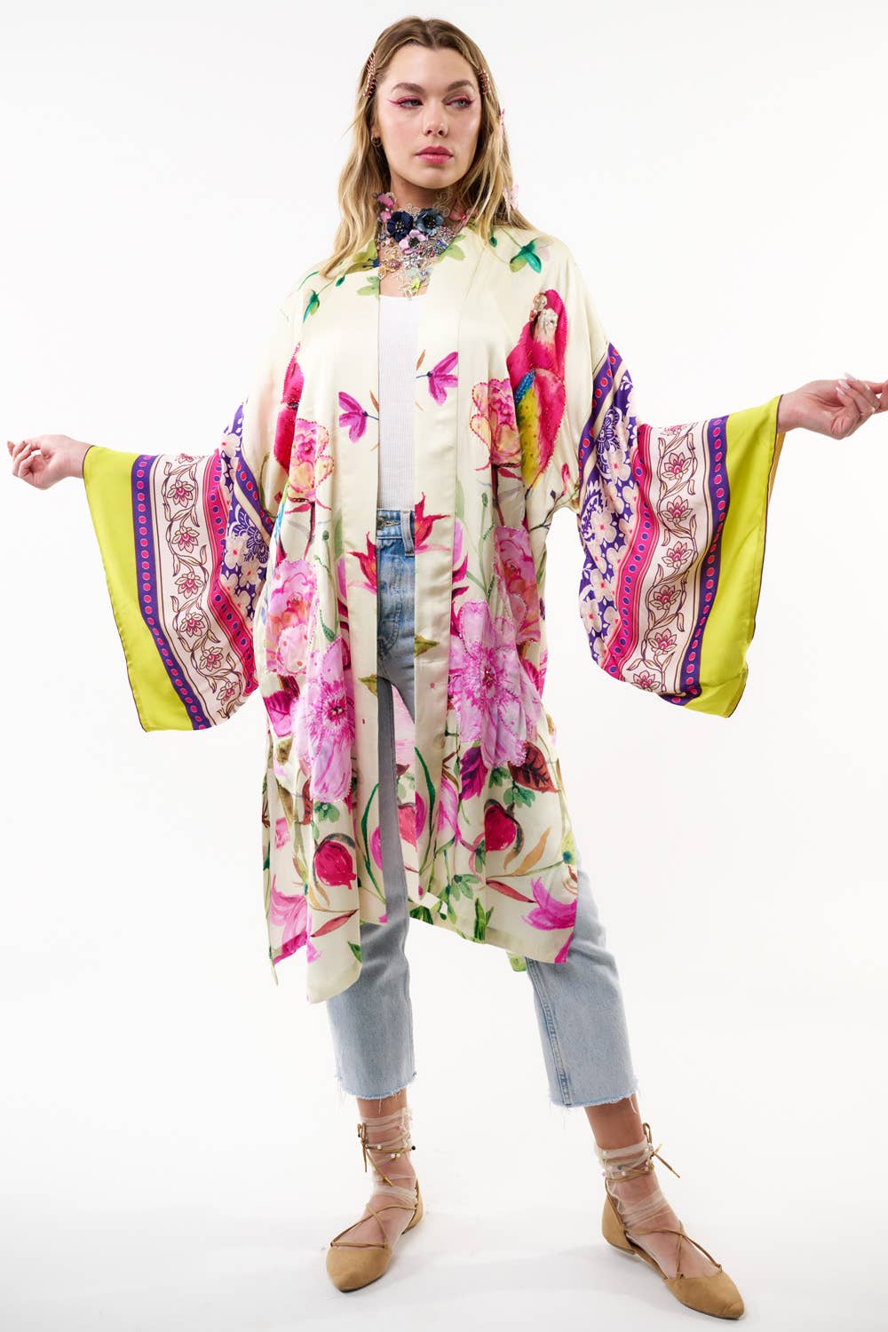 Tropical Mood Hand-beaded Kimono