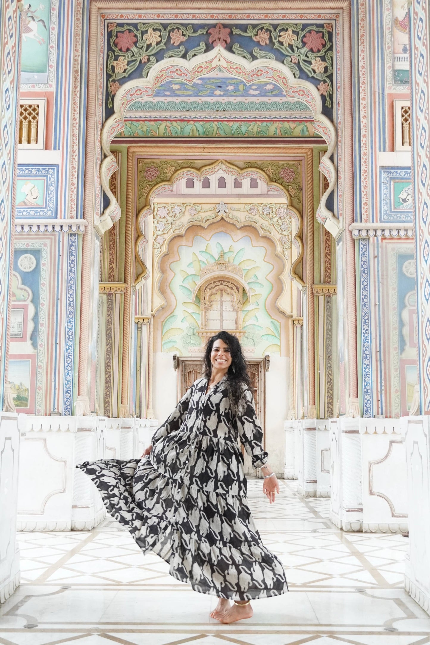 Cotton Venus Maxi Dress ~ Black Tiger