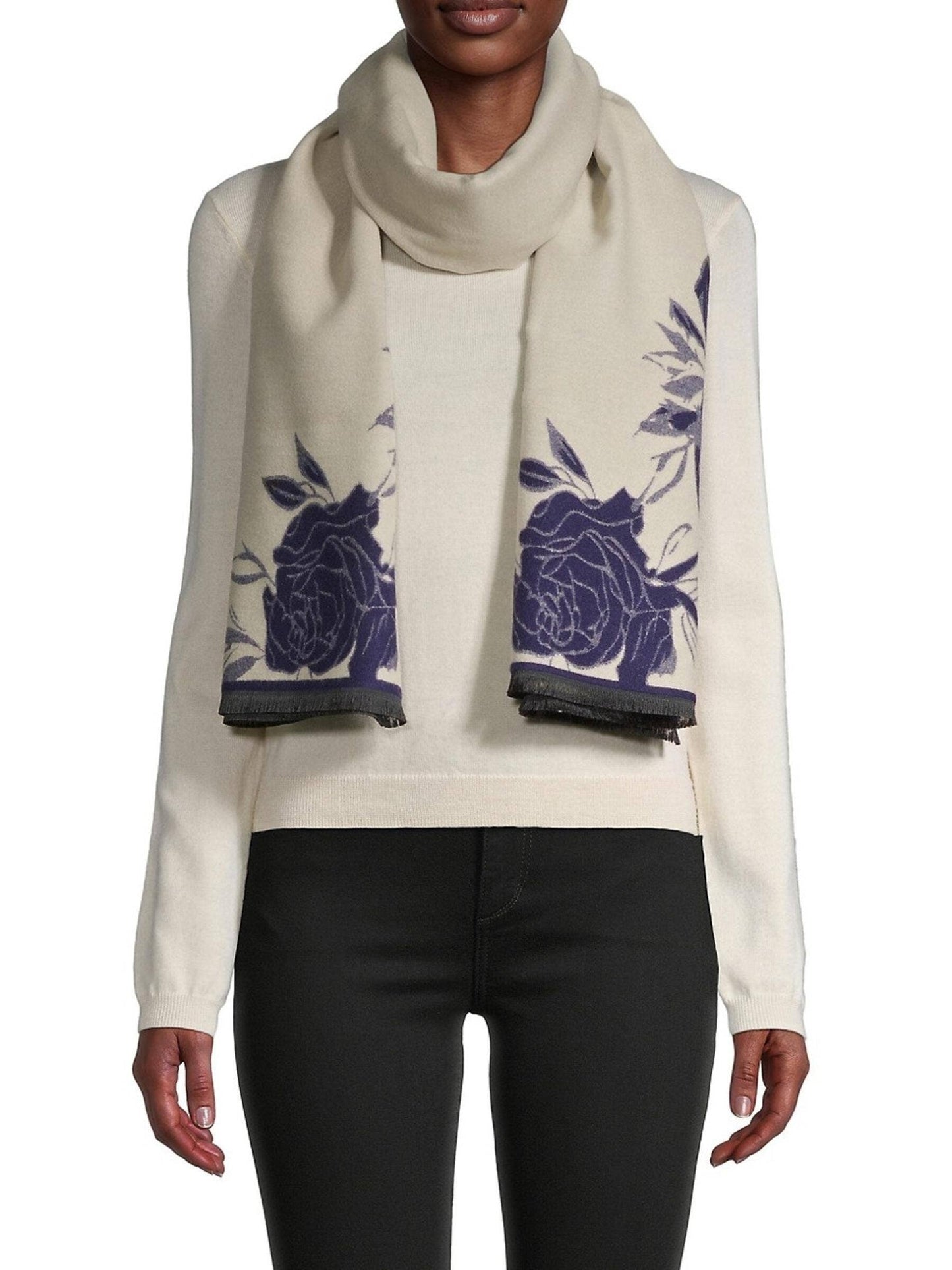 Fiore Reversible Rose Pattern Scarf