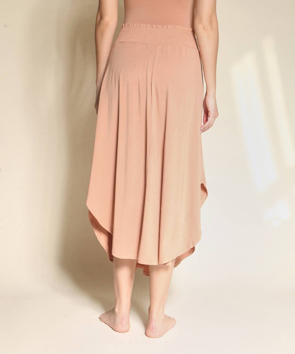 BAMBOO MAXI SKIRT WITH SMOCKED WAIST