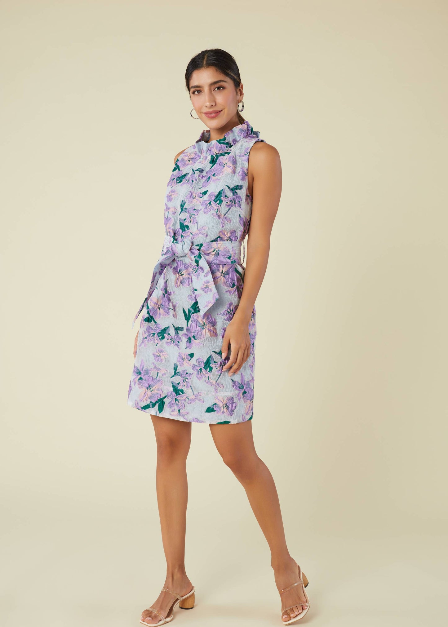 Betty Ruffle Neck Dress Organza Bloom