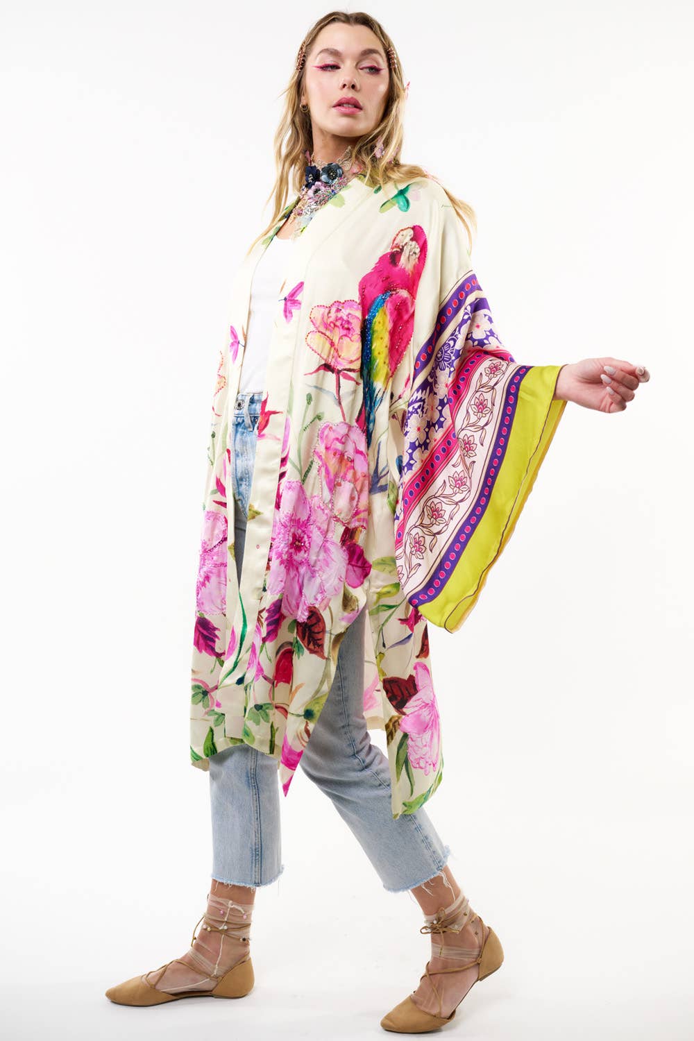 Tropical Mood Hand-beaded Kimono