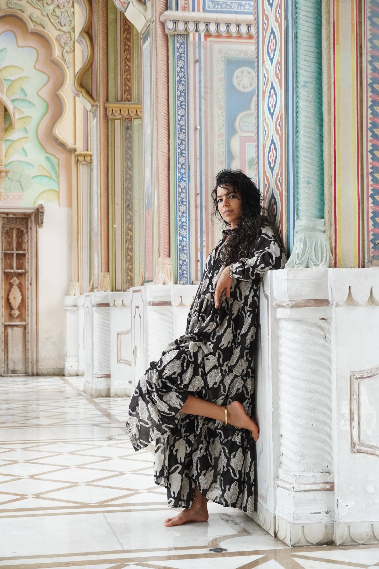 Cotton Venus Maxi Dress ~ Black Tiger