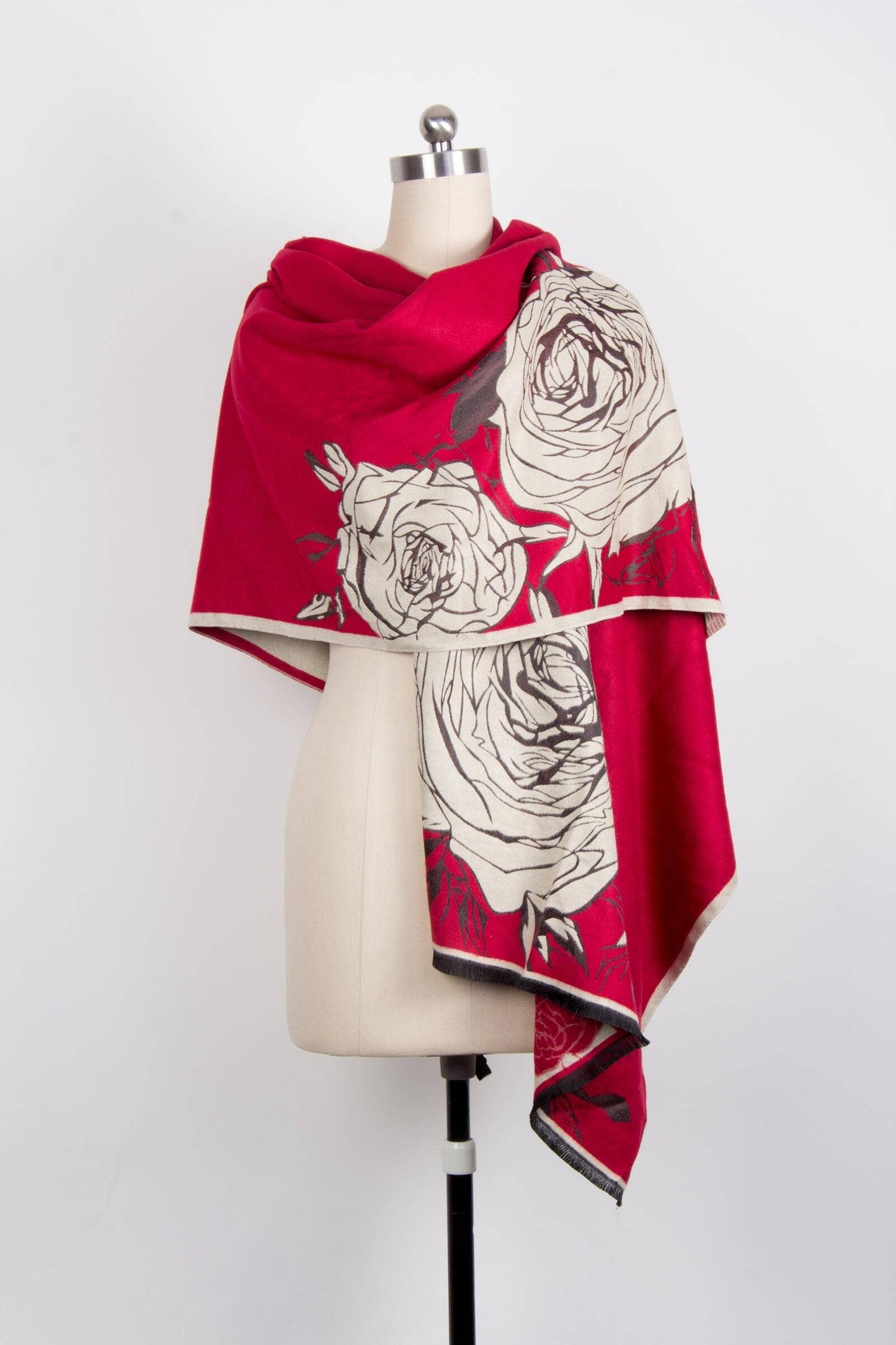 Fiore Reversible Rose Pattern Scarf