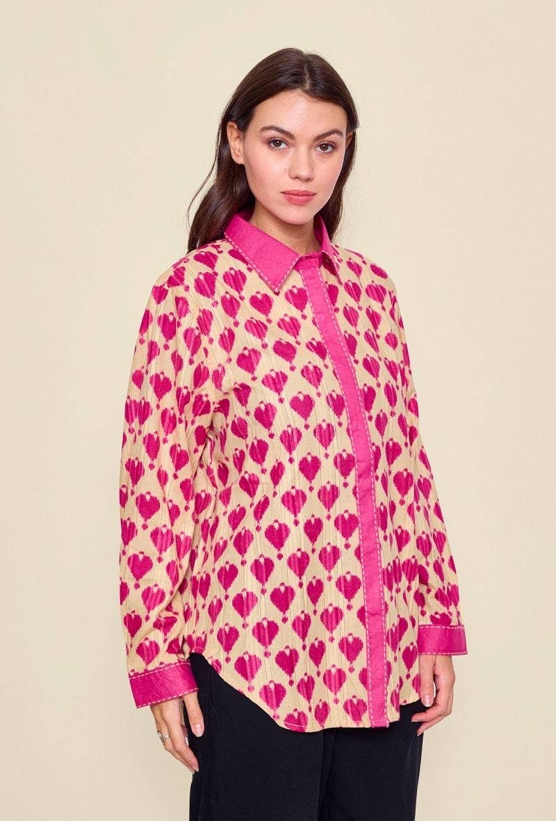 Dobby long sleeve cotton shirt