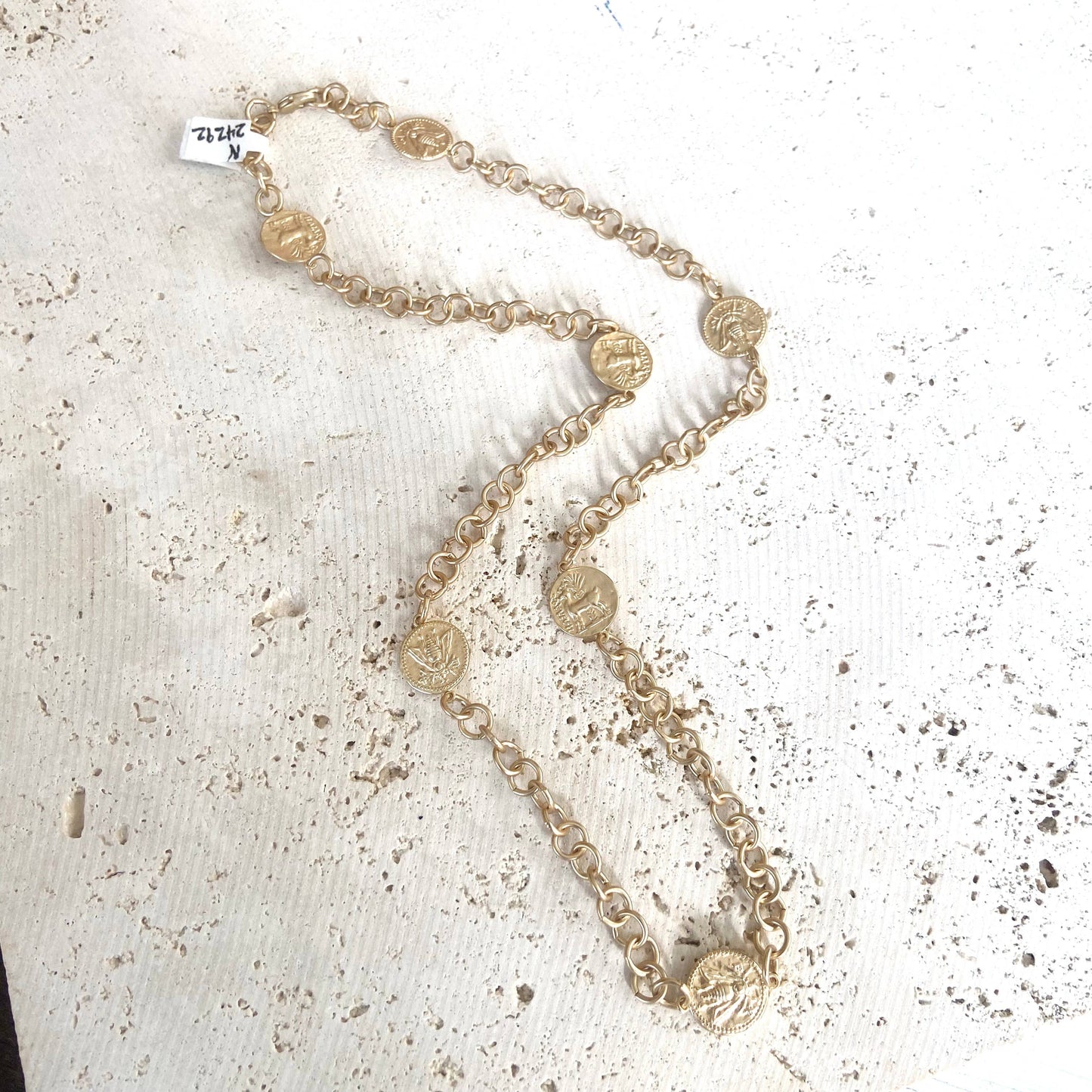 Layering coin necklace bee horse jewelry