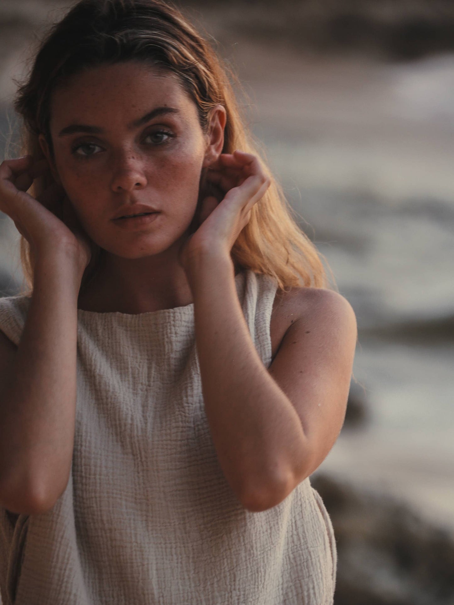 Mia Side Ties Top - Oatmeal