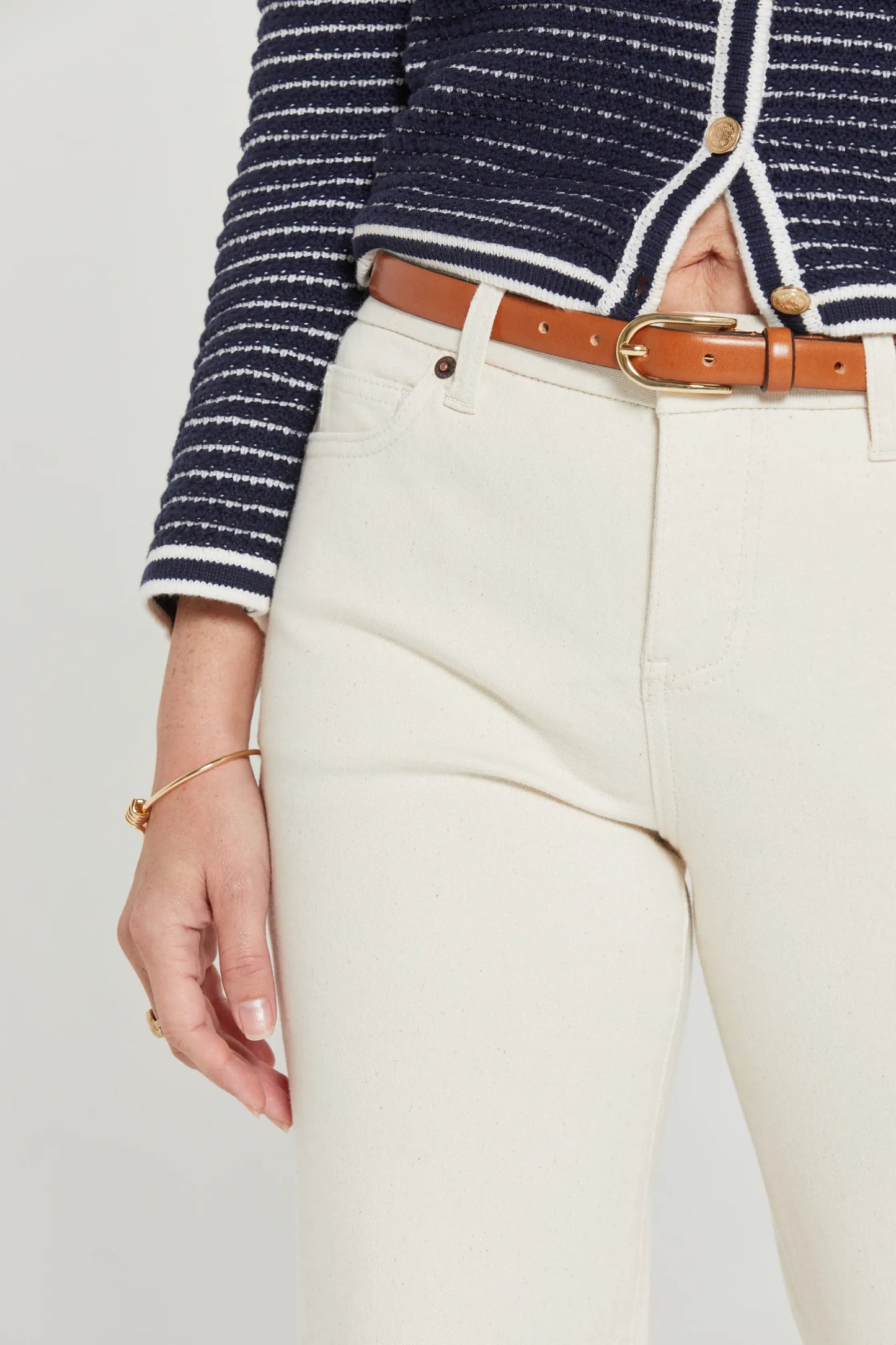 Aberdeen Ankle Crop High Rise Jean, Ecru