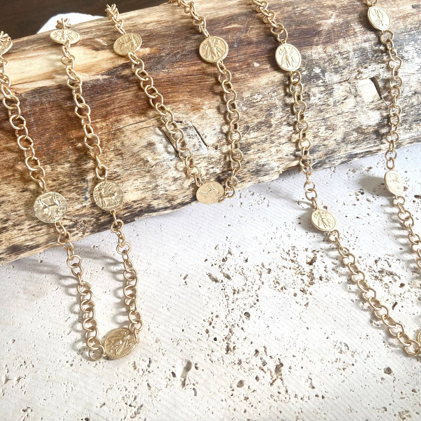 Layering coin necklace bee horse jewelry