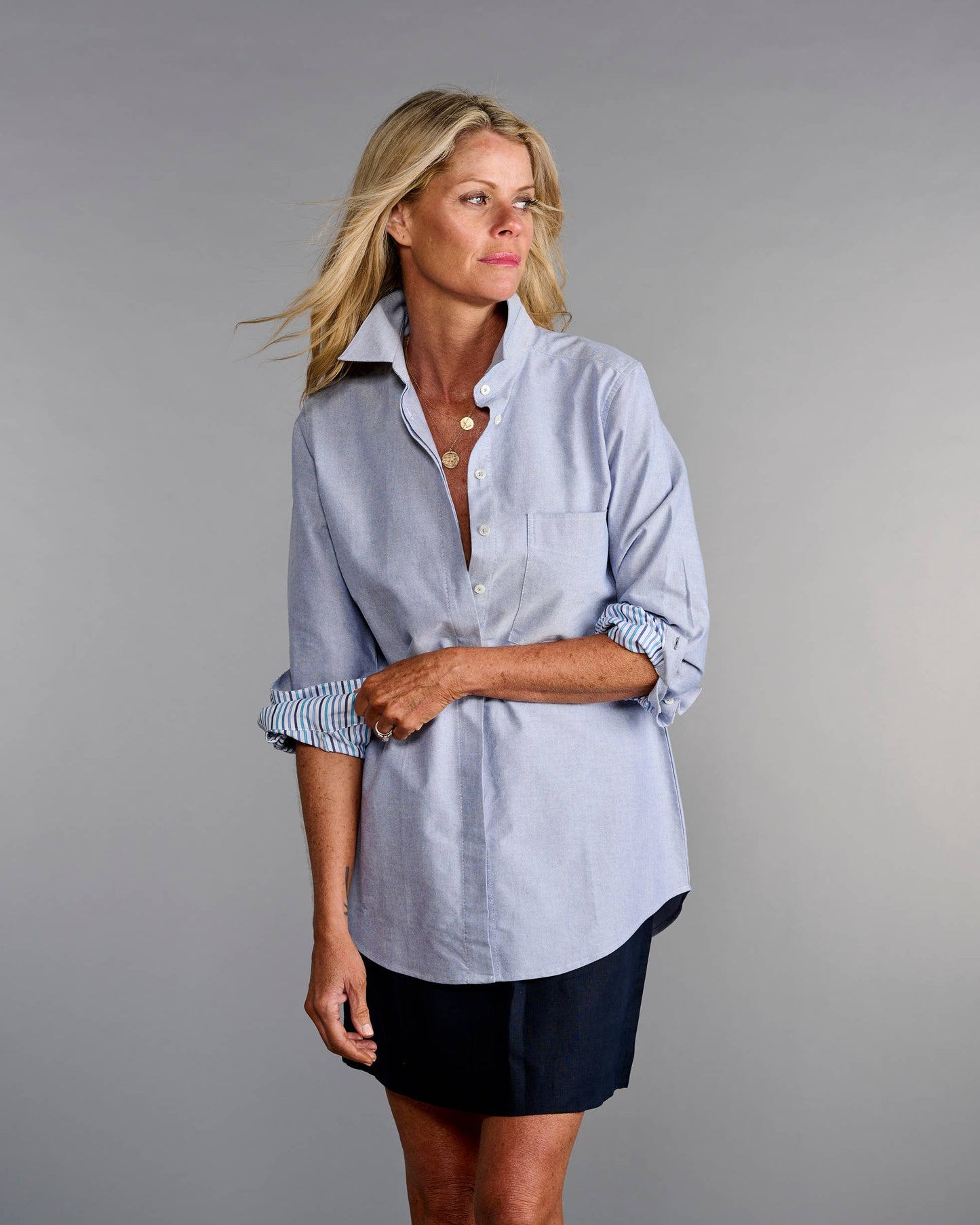 The Modified Boyfriend Shirt in Cadet Blue Oxford