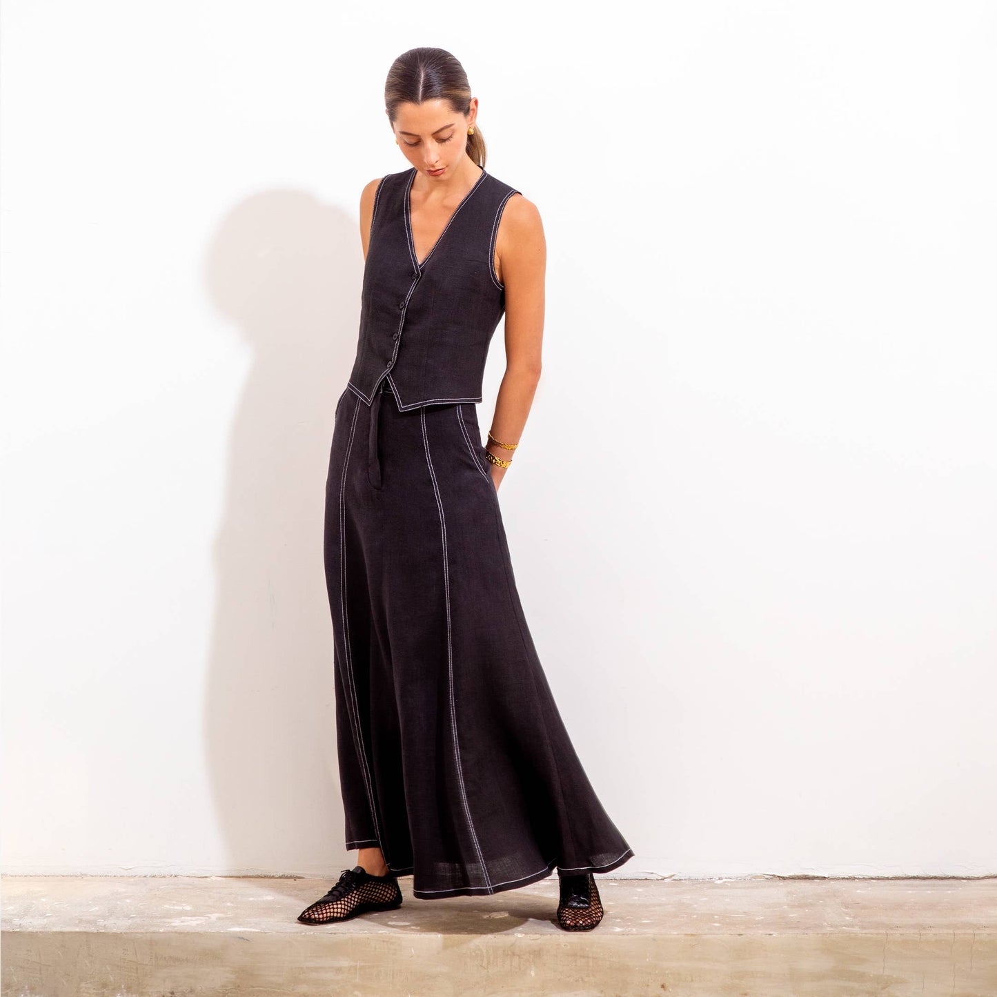 Nerea Skirt Black Linen