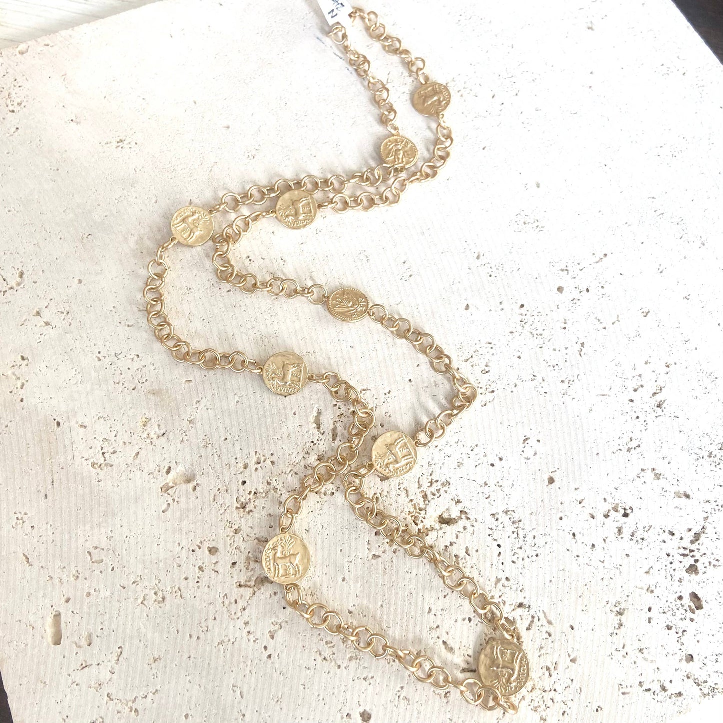 Layering coin necklace bee horse jewelry