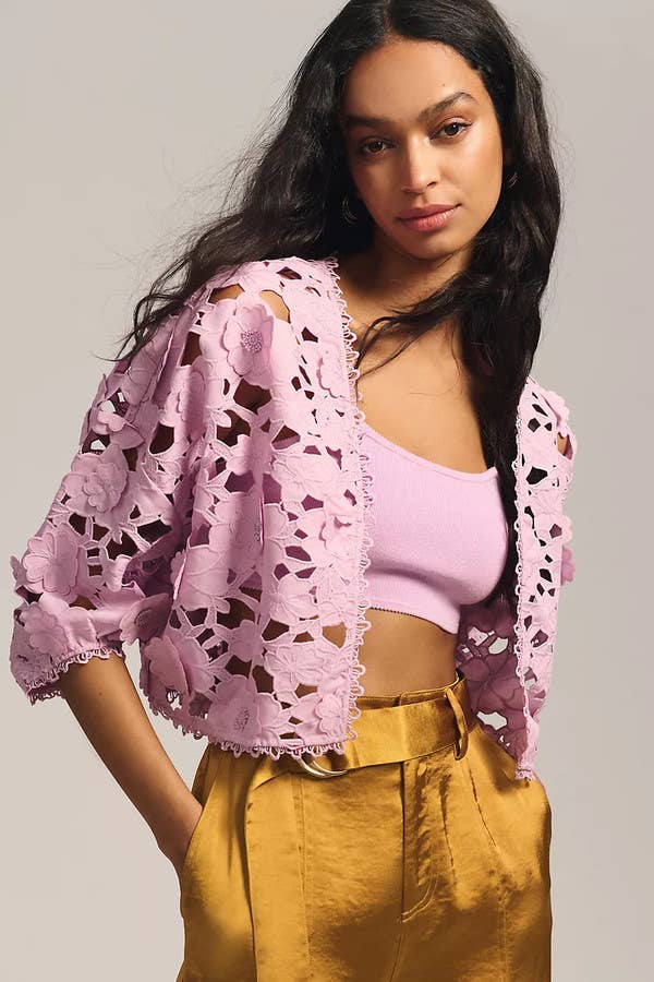 Floral Lace Cut Out Bolero Top