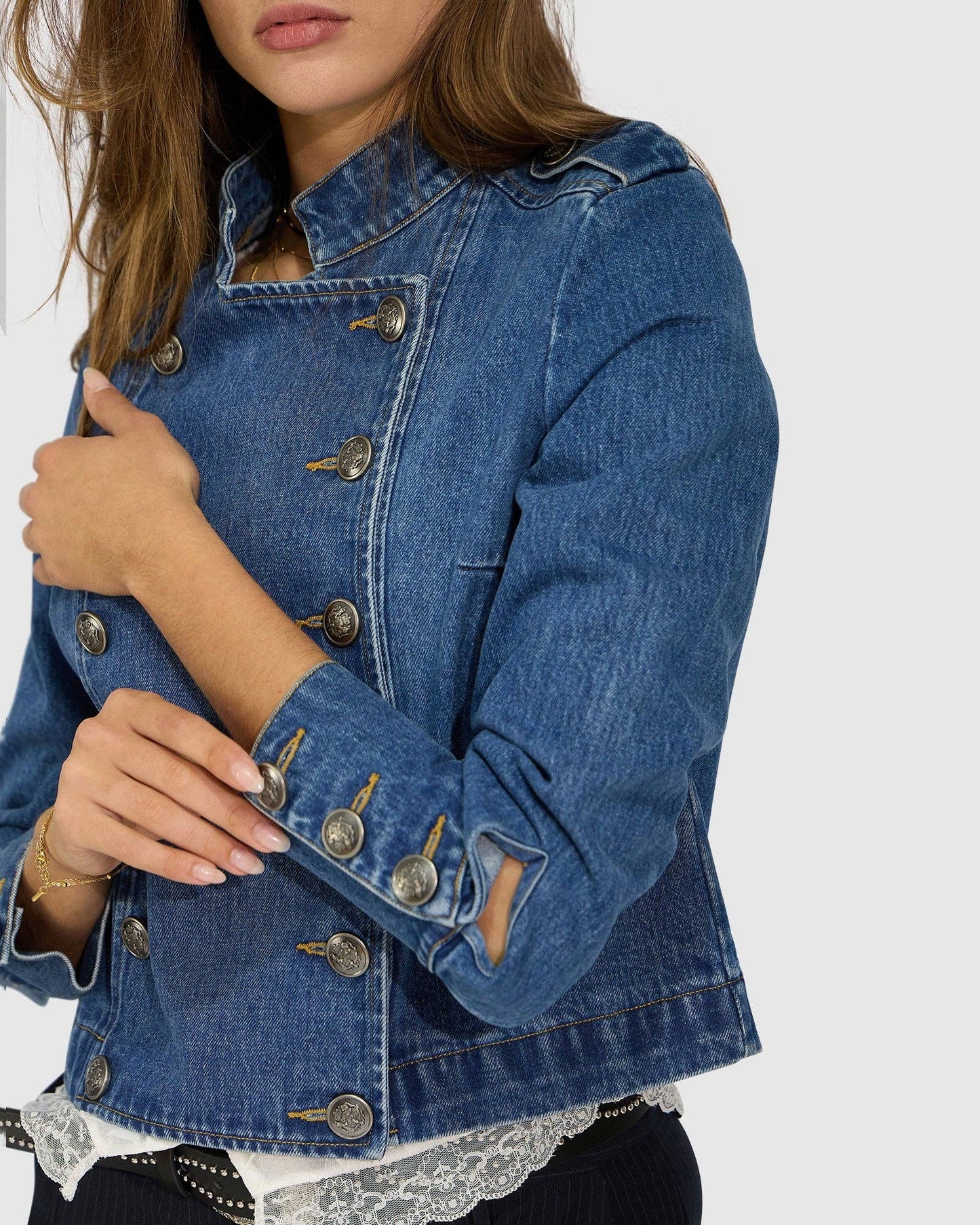 Front Line Military Denim Jacket - Blue Wash