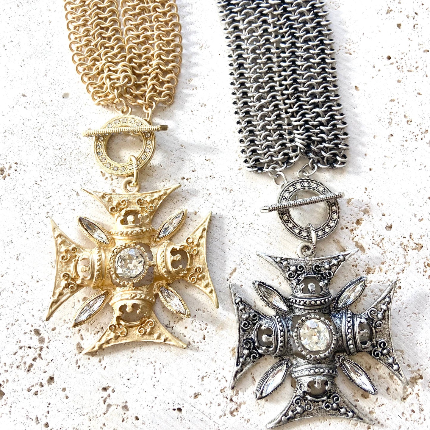 Statement necklace vintage style chain mail chain