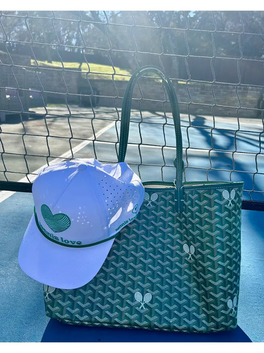 The Whimsy Large Tennis Tote & Pouch - Green