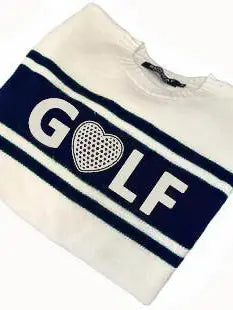 Golf Sweater - Cream/Navy Heart