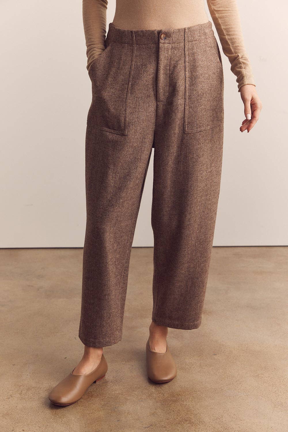 Wool blend baby herringbone pants