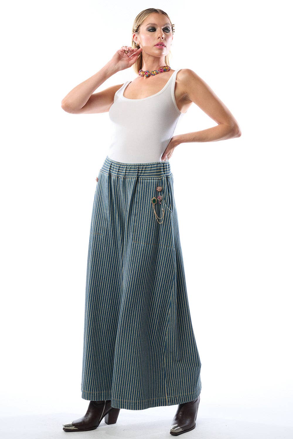 Adela Stripe Denim Pants
