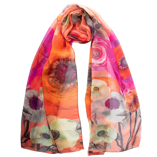 Campo de' Fiori - Coral Silk Scarf