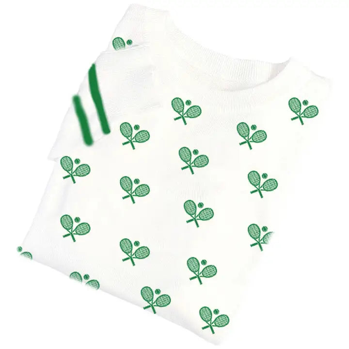 Tennis Sweater - Spring Weight Embroidered