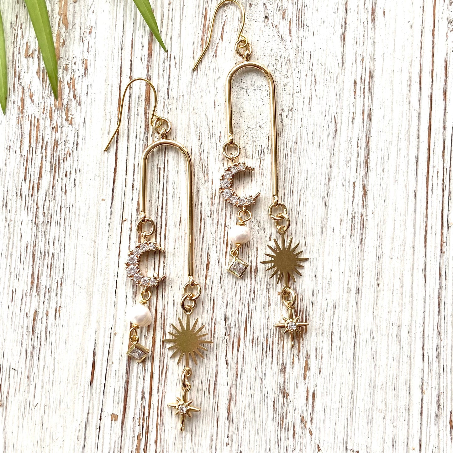 Sun moon celestial boho earrings