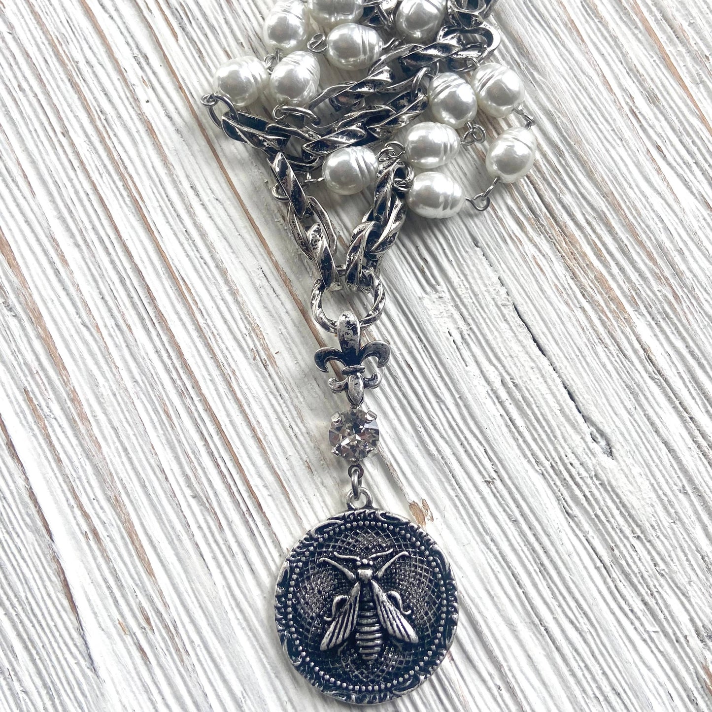 French bee coin necklace modern vintage jewelry boutique 