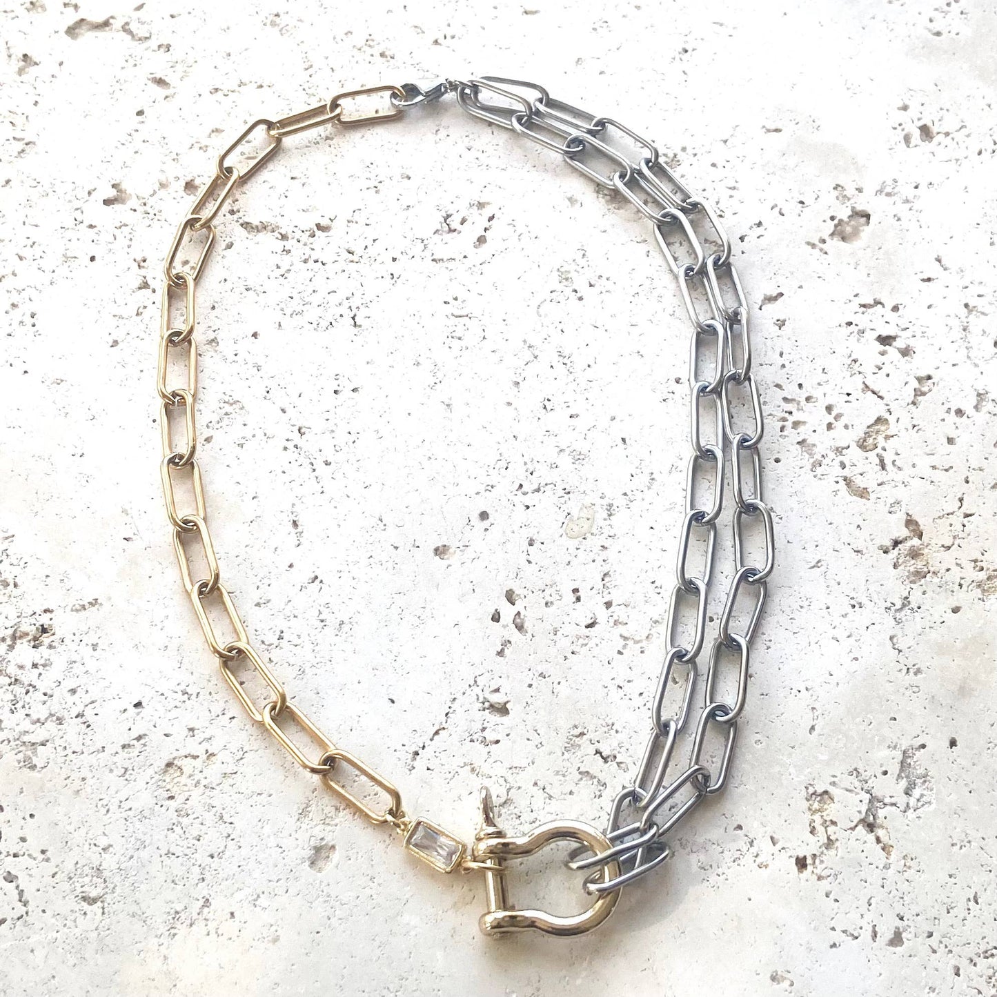 Edgy glam jewelry mixed metal jewelry stainless non tarnish