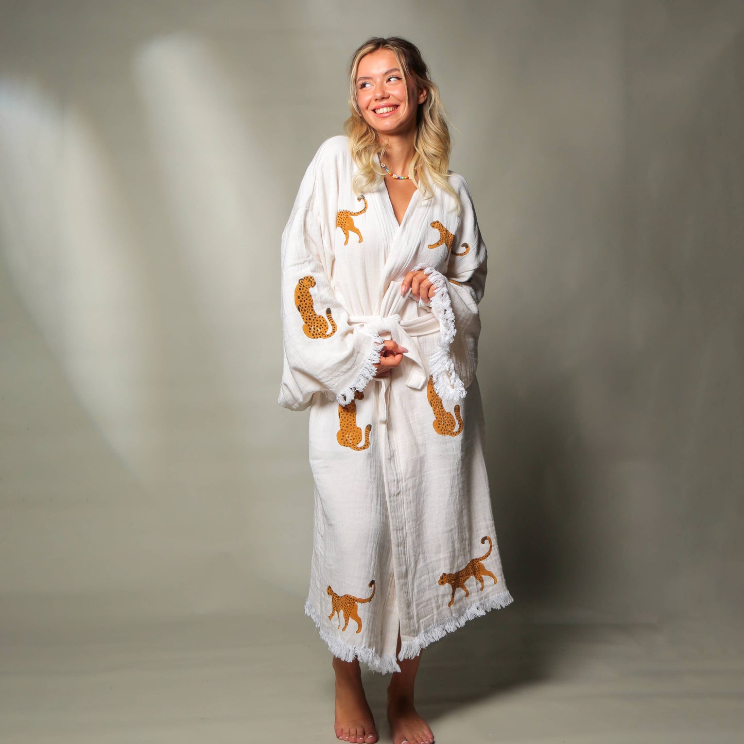 Boho Tiger Long Kaftan Kimono