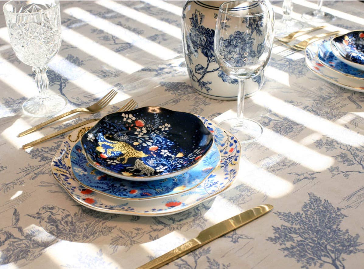 Amazon Rainforest Bone China Plates In Blue, Set Of Three