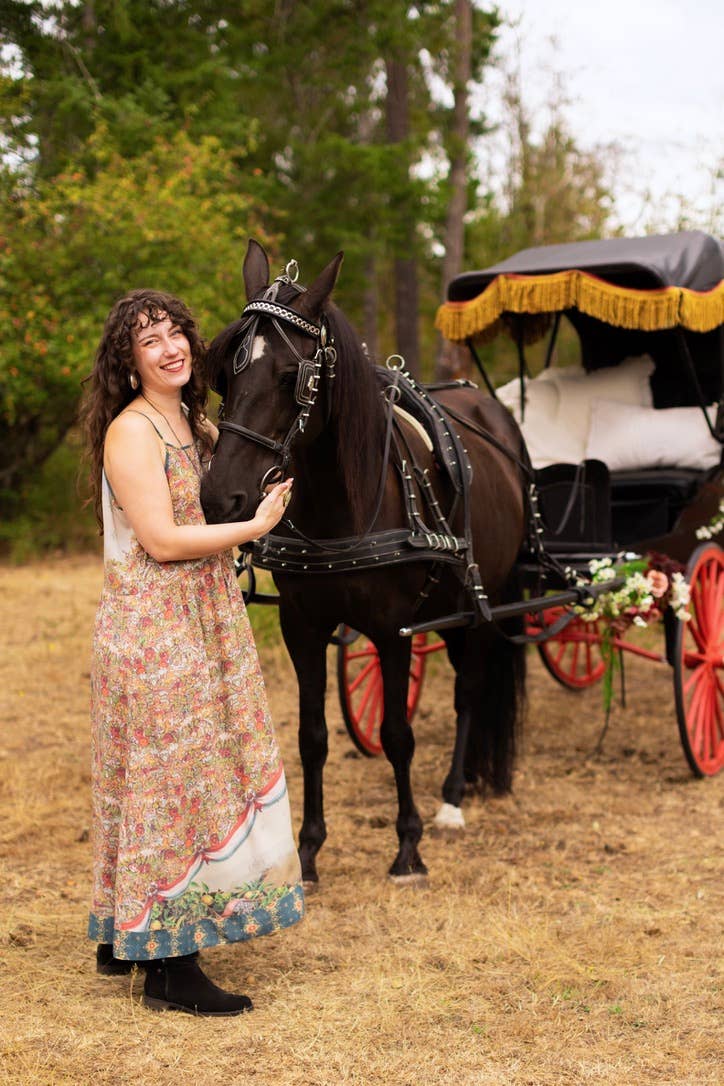 Love Revolution Bohéme Slip Dress w/ Sun, Horse & Florals