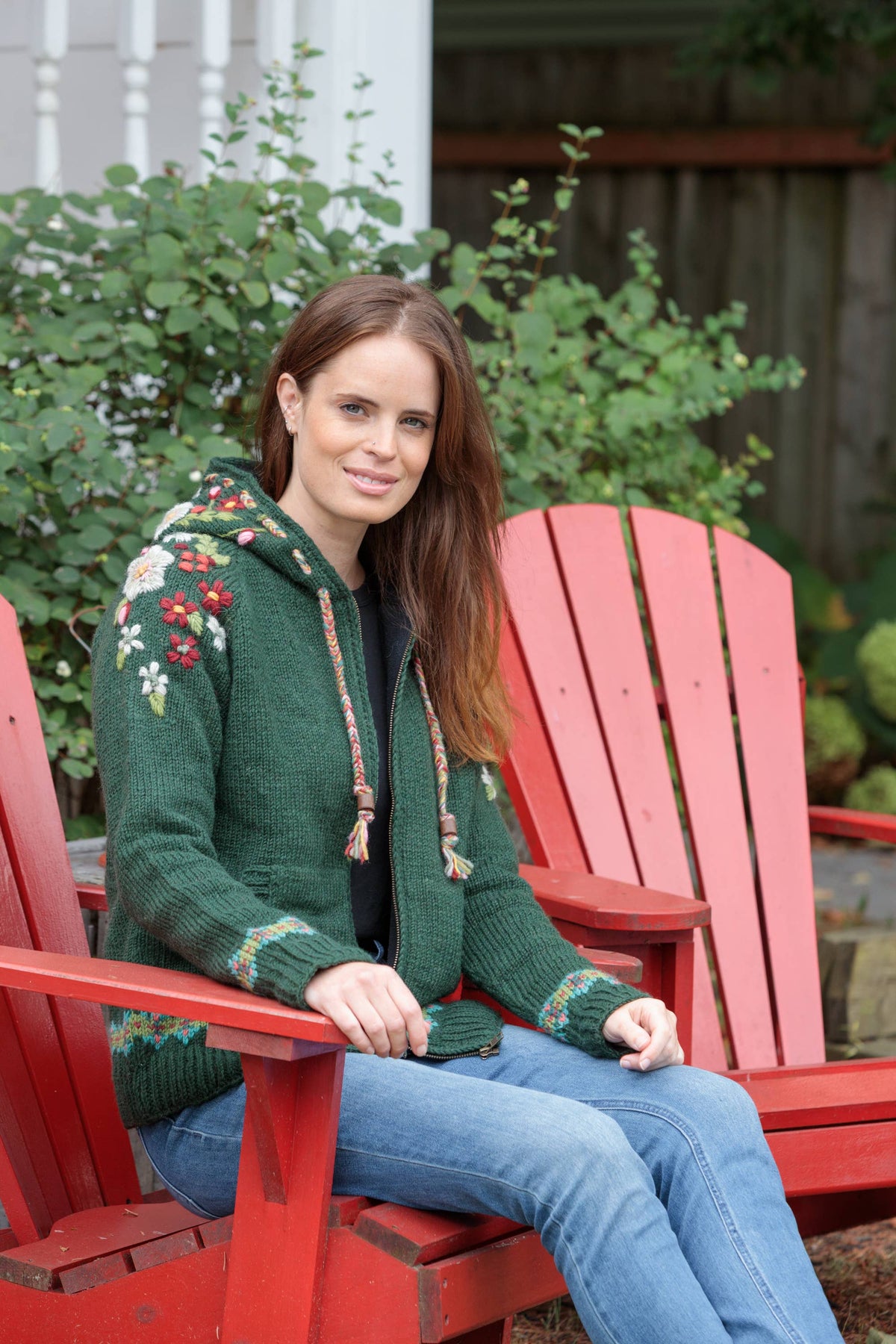 Wildflower Wool Zip Hoodie Sweater – Embroidered Knit Jacket