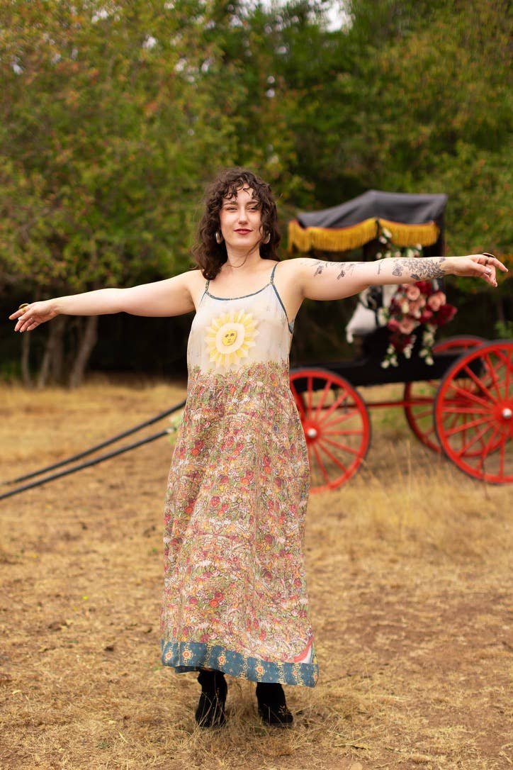 Love Revolution Bohéme Slip Dress w/ Sun, Horse & Florals