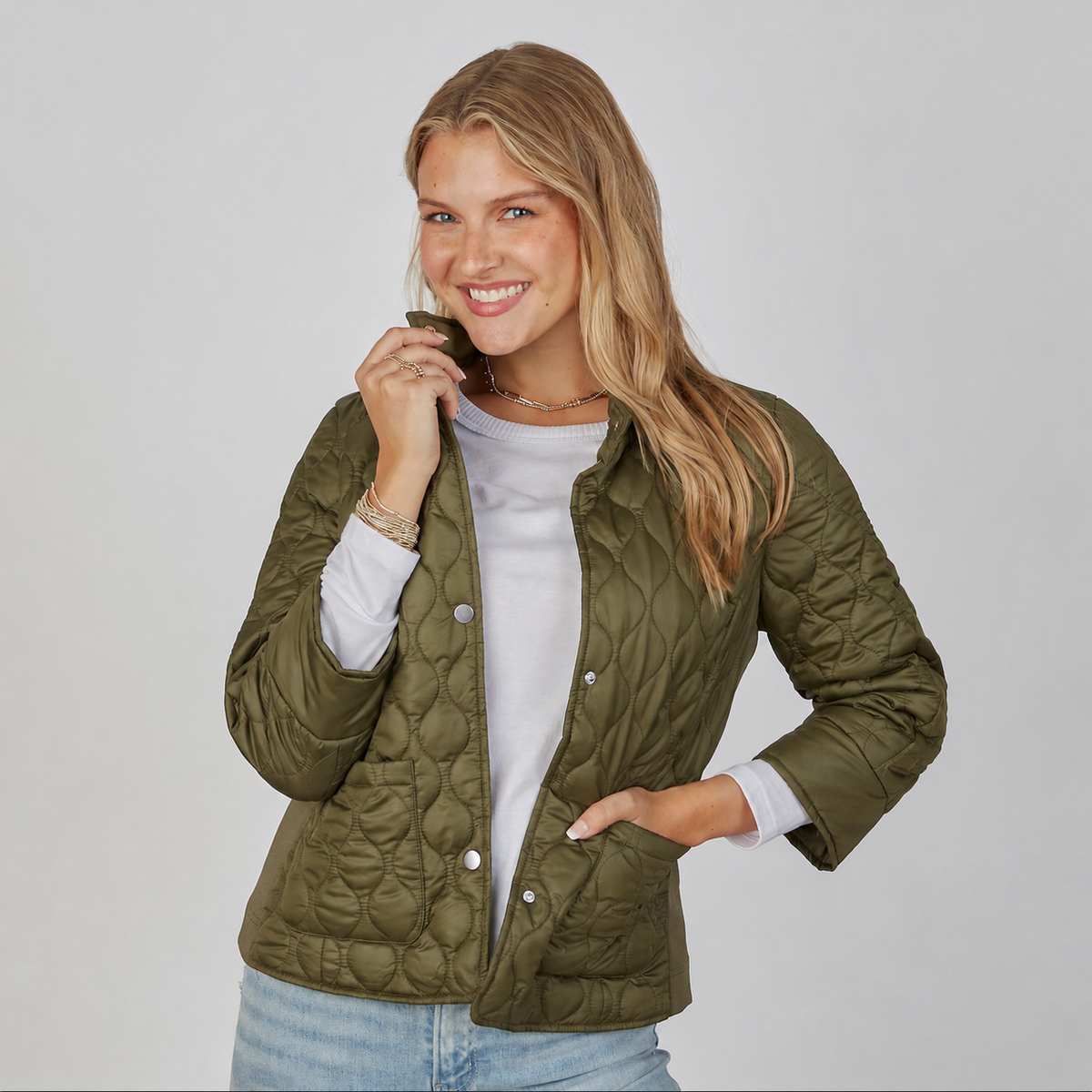 Jacqueline 3/4 Sleeve Jacket in Olive