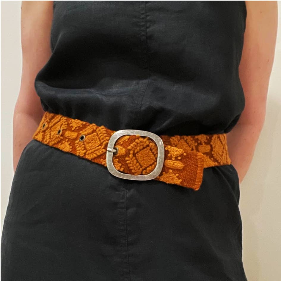 Terracotta Embroidered Wool Belt